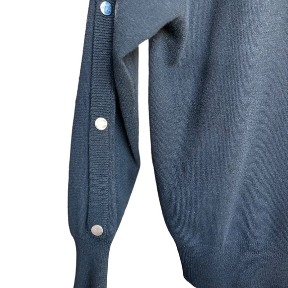 Suncoo | Women's Black Sweater with Shoulder Buttons - Picture 6 of 10